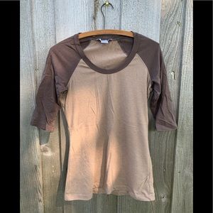 Two-Tone Brown Raglan Baseball Tshirt